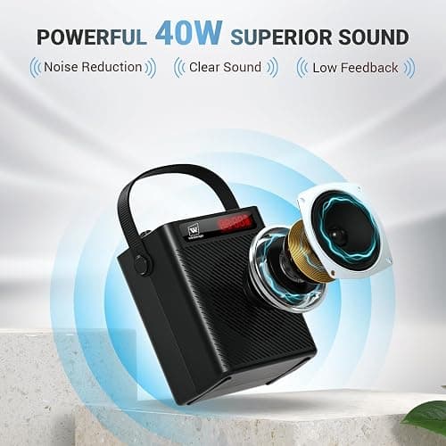 Voice Amplifier Wireless Microphone/Handheld Mic- 40W Portable Microphone and Speaker Wireless karaoke System, Bluetooth Speaker with Mics Personal Pa System, 4 Sound Effects for Teachers Speaking S95 thumbnail 3