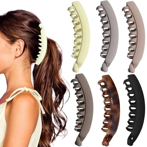 6 Pack 5 Inch Banana Hair Clips for Women Thin Fine Thick Hair,Strong Banana Claw Clips for Hair - Image 1