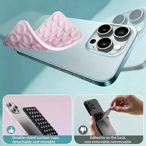 DreamsLink.LC Silicone Double-Sided Suction Cup Phone Case Detachable Mount, Fidget Sticky Phone Grip Hands-Free for Selfies & Videos, Trending TikTok Items Gift for Content Creator(White, Small) thumbnail 4