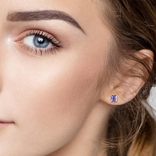 12 Pairs Surgical Stainless Steel Flat Back Screw Back Round Heart Star Square Teardrop Cubic Zirconia Birthstone Stud Earrings Set for Women thumbnail 5