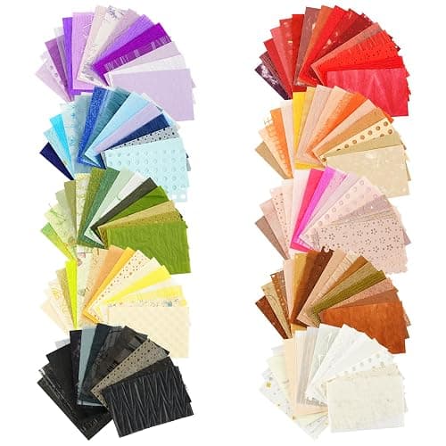 160 Sheets Textured Scrapbook Paper & Mesh Fabric Assorted Set | 10 Mixed Colors | Decorative Paper for Scrapbooking Journaling, Planners, Card Making, Decoupage | 4.72" x 3.14" - Image 1