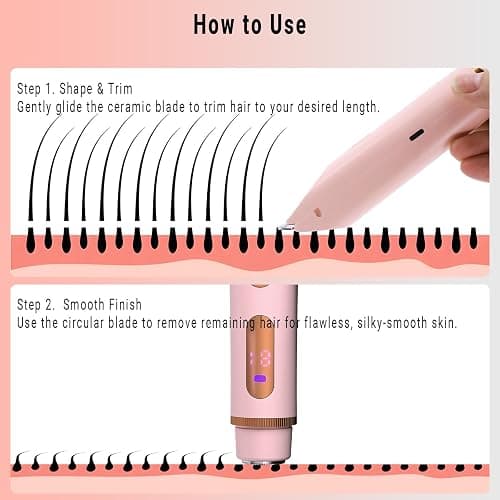 2-in-1 Bikini Trimmer for Women, Bikini Shaver with Dual Heads, Body and Facial Hair Removal, Cordless Rechargeable Electric Razors for Face Chin Pubic Underarm Legs, IPX7 Waterproof, Pink thumbnail 4