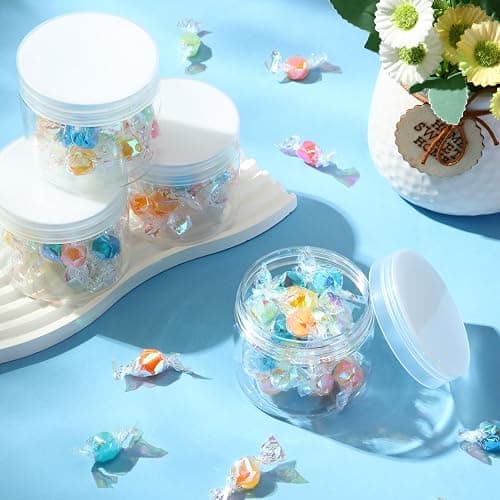 SATINIOR 100 Pcs Plastic Jars with Lids Small Containers Lids Wide Mouth Small Plastic Containers for Lotion Cream Rhinestones Body Butters Travel Storage(6 oz, Clear) thumbnail 2