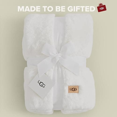 UGG Plush Faux Fur Throw Blanket Reversible Medium Weight Luxury Soft Throw Blankets for Bed or Chair, Hypoallergenic, Machine Washable, Home Decor, 50-inch x 70-inch, White Snow (Euphoria) thumbnail 4