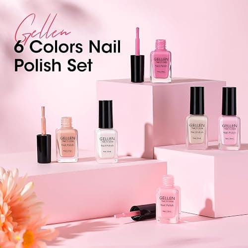 GELLEN Nude Nail Polish, Quick Air Dry Natural Traditional Regular Nail Polish 6 Colors Nude Pink White Set for Acrylic Natural Nails Home Salon, Non Gel, No UV, Chip Resistant, Hema Free, Non-toxic thumbnail 6