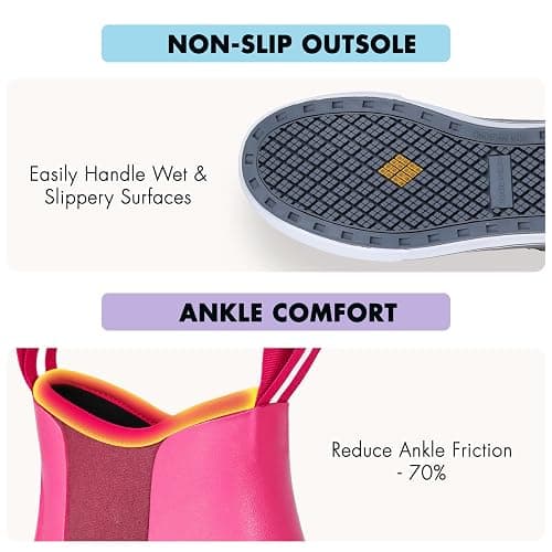 Furuian Women's Deck Boots Ankle Rain Boots Fishing Boots Rubber Waterproof Slip-Resistant Outdoor Work Shoes thumbnail 5