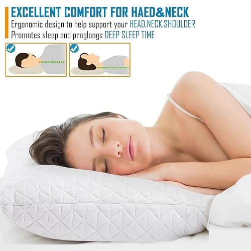 Shredded Memory Foam Pillows for Sleeping,Bed Pillows Queen Size Set of 2 Pack Cooling Adjustable,Good for Side and Back Sleeper with Washable Removable Cover thumbnail 4