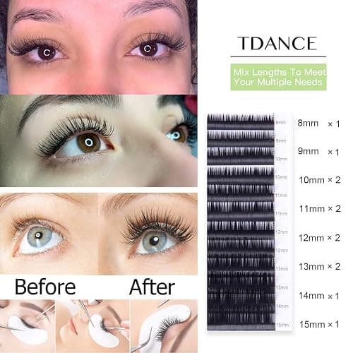TDANCE Lash Extension Matte Black Eyelash Extension C CC D DD J B L Curl Volume & Classic Lash Extensions 0.03-0.18mm Thickness Professional Salon Use(0.03-D,8-15 mm) thumbnail 6