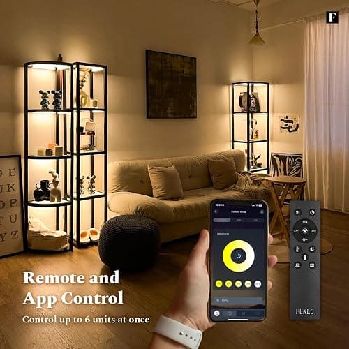 LED Display Shelf with Lights – Glass Display Cabinet for Collectibles with Dimmable Lighting, App & Remote Control – 66” Curio Shelf Floor Lamp with Adjustable Color Temps – FENLO Fantasy Plus Pro thumbnail 6