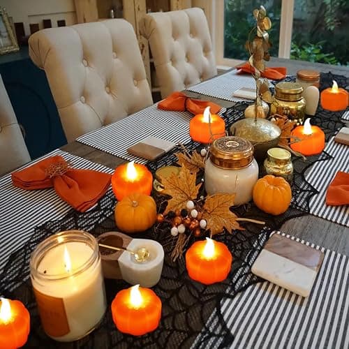 CESOF 12 Pack Fall Decorations for Home Pumpkin Tea Lights Halloween Decor | LED Orange Pumpkin Lights Flameless Candles Battery Operated, Thanksgiving Flickering Tealight for Table Indoor Party Decor thumbnail 5