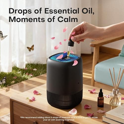 VOOPNU Air Purifiers for Bedroom, High Efficiency Filter, 1076 Ft², Black | for Pet Hair Odors Pollen Smoke, with 3 Speeds Timer Aroma 22dB Quiet 360°Intake, Compact Air Cleaner for Home Dorm Room thumbnail 8