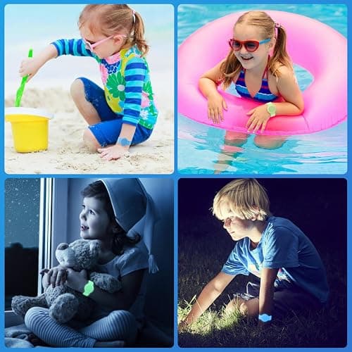 Waterproof Bracelet Compatible with Airtag (1st & 2nd Gen) for Kid, 2 Pack Soft Silicone Hidden Wristband, Lightweight Watch Band Compatible with Apple Air Tag for Child, Grow in Dark Blue & Green thumbnail 7