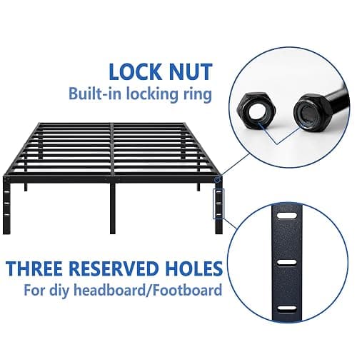 NEW JETO Metal Bed Frame,Twin Size Bed Frame with Storage Space,Heavy Duty Sturdy Mattress Foundation,Easy Assembly,No Box Spring Needed, Black,14 Inch,Twin thumbnail 5