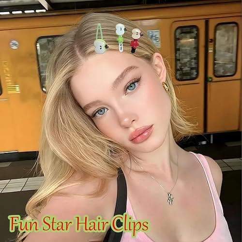Piepaiho 8PCS Apple Hair Clip Small Fun Star Hair Clips for Girls &Women | Designed for Thick Thin Curly and Normal Hair. These Small Hair Clips Feature Tight Clamping Force To Fix Hair Firmly thumbnail 7
