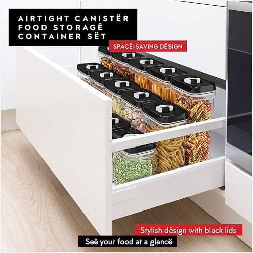 DWËLLZA KITCHEN Airtight Food Storage Containers with Lids – 6 Piece Set Air Tight Kitchen Storage Containers for Pantry Organization and Storage - Clear Plastic BPA-Free - Keeps Food Fresh & Dry thumbnail 7