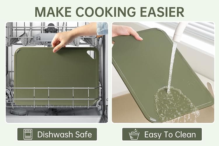 THETCHRY Plastic Cutting Board Set, Cutting Boards for Kitchen BPA Free | Large-Small Chopping Boards Set of 3 Non-Slip for Cooking Camping Dishwasher Safe, Reversible, with Grip Handle, Orange Green thumbnail 6