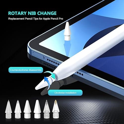 Replacement Tips for Apple Pencil Pro (1st/2nd Gen & USB-C), Upgraded iPad Pen Tips with Carrying Case, Precise Stylus Accessories - 6 Pack, Pink thumbnail 4