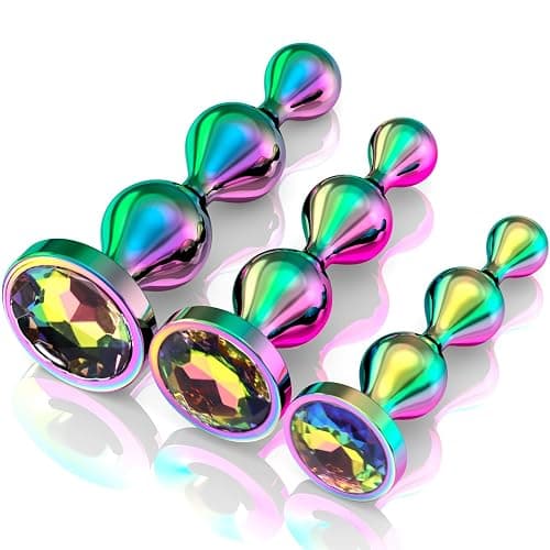 3 Pcs Metal Anal Butt Plugs Adult Sex Toys, Butt Beads with Heart Shaped Base, Jewelry Design Anal Beads for Men Women and Couples, Male Prostate Massager Anal Training Set for Beginners - Image 1