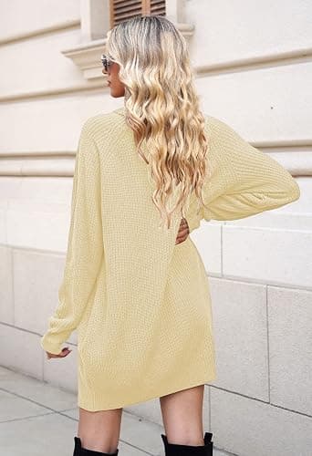 Pink Queen Women's Loose Turtleneck Oversize Long Pullover Sweater Dress thumbnail 4