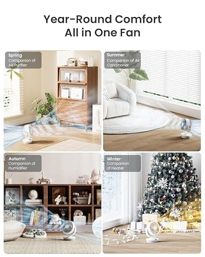 Fan for Bedroom, 13" Air Circulator Fans with Remote, 120°Vertical Manual +90°Oscillating Desk fan, 60ft Powerful Airflow, Portable Fan With 4 Speeds, 4 Modes, 12H Timer, 25dB Quiet Smallfan (White) thumbnail 7