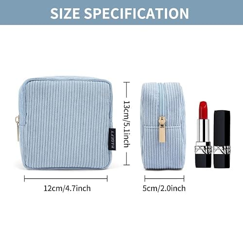 MAGEFY Small Makeup Bag for Purse Mini Cosmetics Bag Corduroy Cute Cosmetic Pouch for Women with Slip-in Pockets thumbnail 2