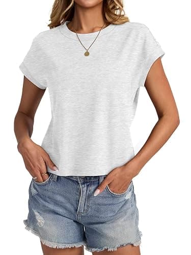 EasyGala Womens Cotton Crop Tops Loose Fit Crewneck Short Sleeve Summer Tee | 95% Cotton, Cap Sleeve, Cute, Basic, Casual, Going Out, Trendy Outfits, Fashion Clothes, Daily Wear, Work, Vacation thumbnail 5