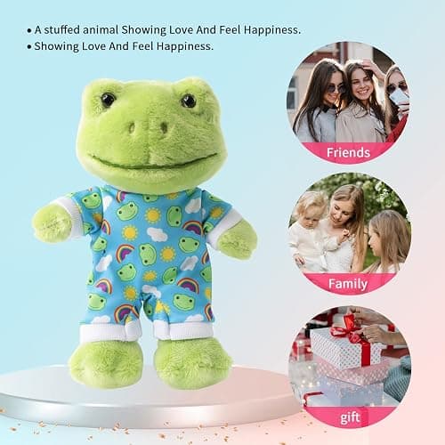 Furvana 9Inch Green Frog Plush, Soft Frog Stuffed Animal Plush Toy, Kawaii Plush Doll, Cute Plushie with Cloths Toy Gift for Kids Children Birthday thumbnail 5