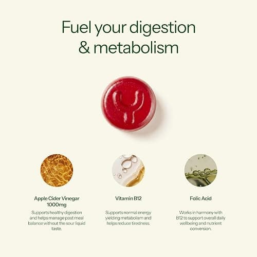 Lean and Detox Apple Cider Vinegar Gummies with Vitamin B12 & Folic Acid for Metabolism, Energy & Digestion Support, Daily Wellness Formula, Apple Flavour, 60 Vegan Gummies thumbnail 3