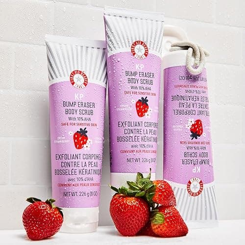 First Aid Beauty - KP Bump Eraser Body Scrub with 10% AHA, Keratosis Pilaris Exfoliator with Glycolic and Lactic acids, Helps Reduce Chicken Skin Bumps, Safe for Sensitive Skin, Strawberry Scent, 8 oz - Fresh Strawberry - 8 Ounce thumbnail 7