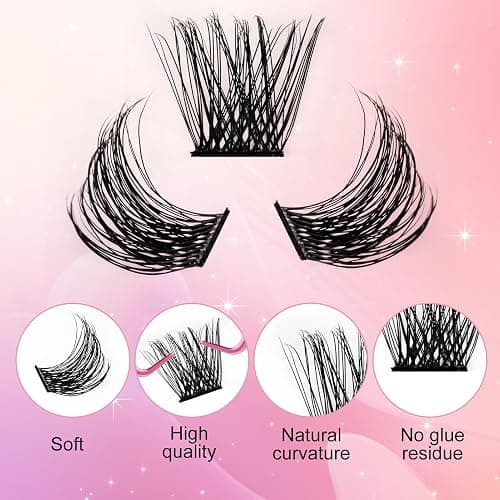 Lash Clusters DIY Eyelash Extensions 96 Clusters Lashes D Curl 0.07 Natural Individual Lash Extensions Mixed Tray False Eyelashes Soft & Strong Thin Band DIY at Home (F32-0.07D, 8-16mm) - F32 - 8-16mm thumbnail 5