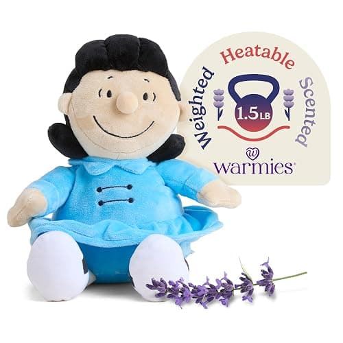 warmies x Peanuts, Lucy, Microwavable & Weighted Stuffed Animals | Cooling Comfort, 2-3 Hr Freezer Chill, Microwavable 90 Sec Warmth, Scented with Calming French Lavender, Weighted Grain Fill - Image 1