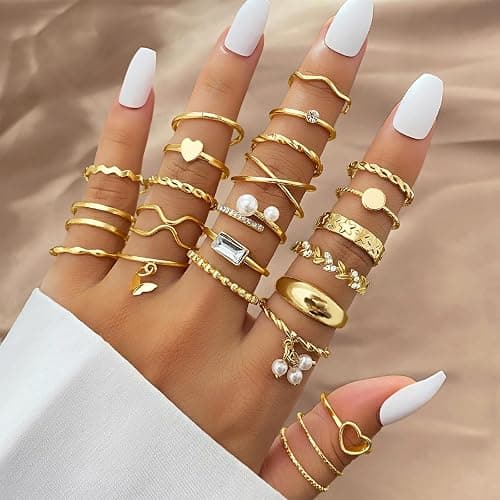 IFKM Gold Knuckle Rings Set For Women Vintage Stackable Joint Finger Midi Rings Dainty Cubic Zirconia Crystal Simple Twist Hollow Cute Rings Pack Jewelry Gift thumbnail 2