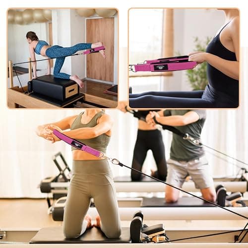 Lights Mountain 1 Pair Pilates Double Loop Straps for Reformer Fitness D-Ring Straps Handle, Yoga Exercise Accessories for Home Gym Workout thumbnail 6