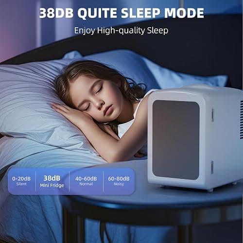 Antarctic Star Mini Compact Refrigerator with Gaming Light, 4L Capacity/6 Cans Portable Mini Fridge, for Bedroom,Car,Office and Dorm, Small Cooler for Cosmetics, Beverage and Food, White thumbnail 6