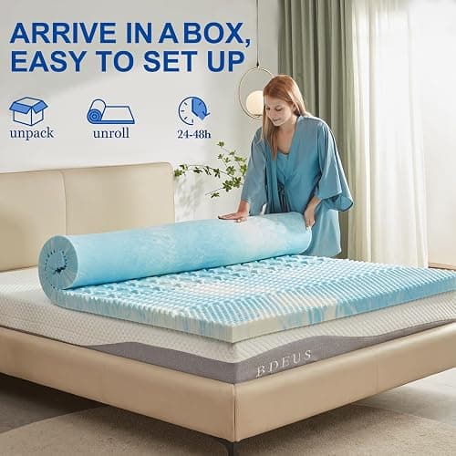 SINWEEK 5-Zone Memory Foam Mattress Topper, 2 Inch Twin, Blue thumbnail 5