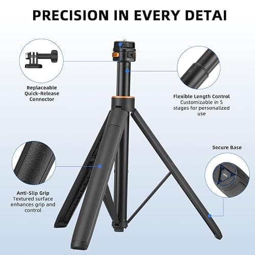 163CM Pocket 3 Selfiestick Stativ für Actionkameras, verlängerbare Halterung mit Schnellwechsel 1/4'' Schraube für Vlogs, für Gopro, für DJI Osmo Action 5 Pro 4 3, Insta360 X4 und AKASO DSLR Zubehör thumbnail 3