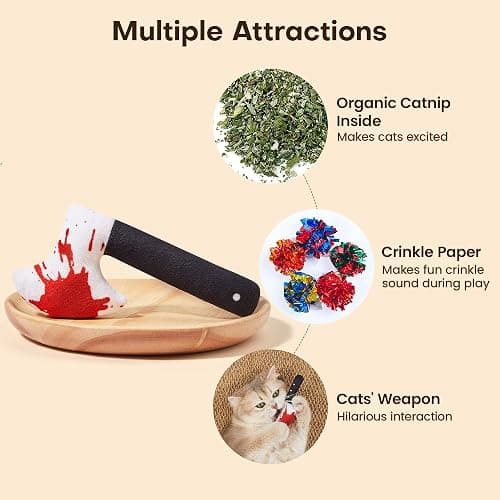 Potaroma 4Pcs Cat Toys, Horror Halloween Knife-Shaped Kitten Catnip Crinkly Sound Toys, Indoor Exercise for All Cat Breeds 6.5 Inches thumbnail 2