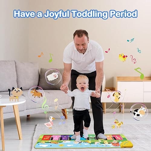 FOKI Floor Piano Mat for Toddlers, Baby Kid Sensory Educational Dancing Keyboard Carpet Animal Sounds Blanket Touch Playmat Musical Mats Birthday Toddler Toys for 1 2 3 4 5 Year Old Boy Girl Gifts - AMMI01 thumbnail 5