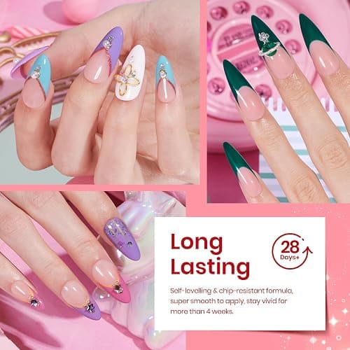 beetles Gel Polish Set, 23pcs Rainbow Gel Nail Polish Pink Orange Green Red Glitter Color with Base Glossy and Matte Top Coat Manicure Kit Shoujo Manga Soak Off Uv Led Gifts for Women thumbnail 5