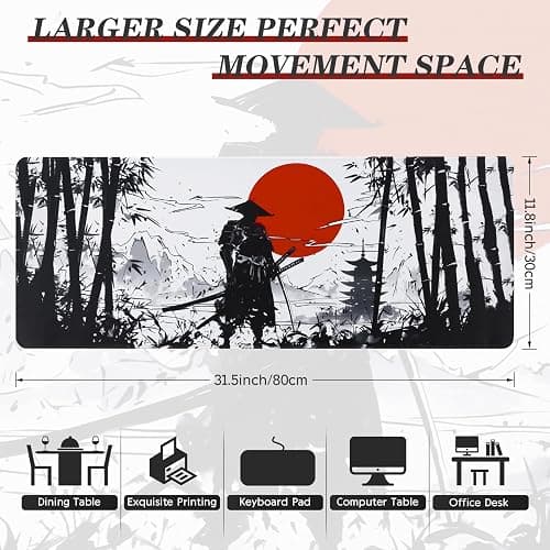 DESERO Large Gaming Mouse Pad (800 x 300 x 3 MM) XL Extended Desk Mat, Japanese Mouse Mat, Gaming Keyboard Mousepad, Big Desk Pad with Non-Slip Base and Stitched Edge for Office/Gaming.(B18) thumbnail 2