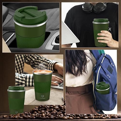 CS COSDDI Thermobecher- Isolierbecher, Edelstahl Travel Mug, 13oz/380ml Vakuum auslaufsicher Reisebecher mit Deckel, Autobecher, doppelwandig isoliert für, Wasser und Tee, Kaffee-to-go Becher thumbnail 7