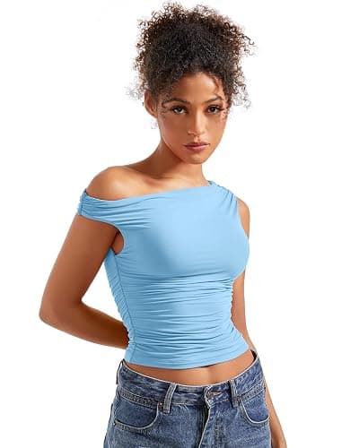 SUUKSESS Women Off Shoulder Tops Sleeveless Shirts Y2K Going Out Crop Tank Top thumbnail 4
