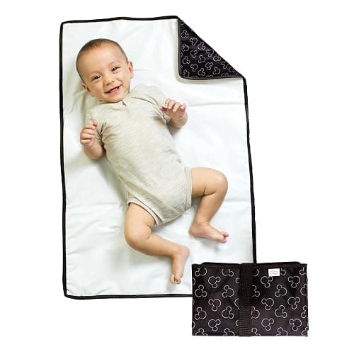 J.L. Childress Disney Baby Full Body Portable Changing Pad, Mickey Mouse | X-large 30"x19" padded & portable diaper changing mat is water-resistant, wipeable & folds compact to fit in baby diaper bag - Image 1