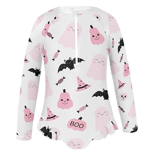 Vozoza Baby Girl Bathing Suit Long Sleeve UPF 50+ One Piece Toddler Swimsuit thumbnail 2