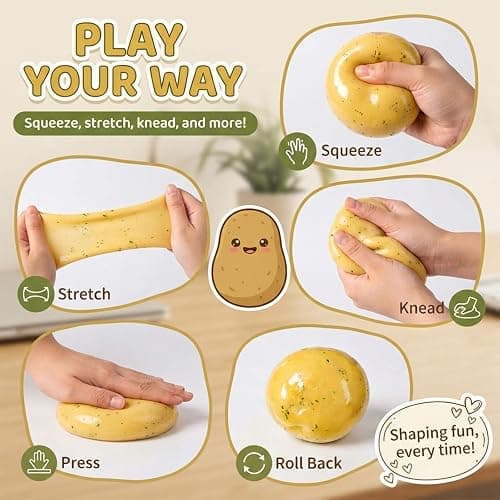 Crunchy Potato Squishy, ASMR Squeeze Toys with Crackly Sound,Fidget Toys | Realistic Food Stress Relief Fidget Toys for Adults and Teens, Moldable Sensory Desk Toy and Party Favor Gift thumbnail 4