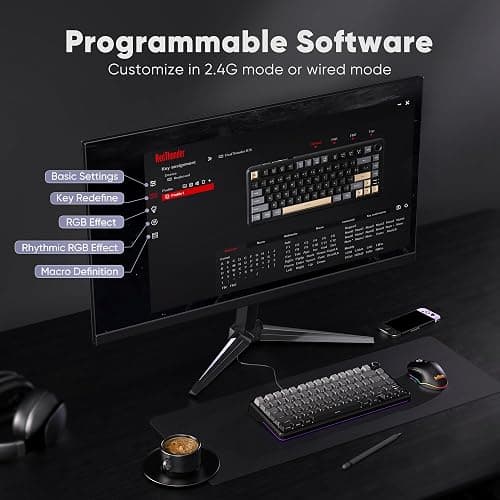 RedThunder K75 Wireless Mechanical Gaming Keyboard, 75% Hot Swappable Creamy Keyboard with Knob, RGB Backlit, Pre-lubed Linear Switches, Side Printed PBT Keycaps, Wireless/Wired/BT5.0 Connection Mode thumbnail 9
