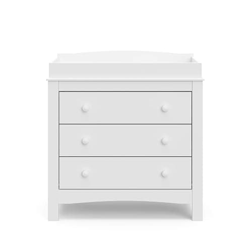 Graco Noah 3 Drawer Chest with Changing Topper (White) – GREENGUARD Gold Certified, Baby Dresser With Changing Table Top, Dresser for Nursery, 3 Drawer Kids Dresser - White - 3 Drawer Chest thumbnail 6