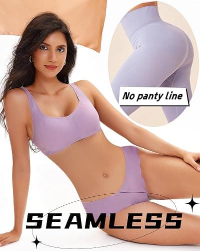 6 pack Seamless Underwear for Women Sexy Low Rise Hipster Wave Edge No Show Bikini Panties Womens Cheeky S-XL thumbnail 3