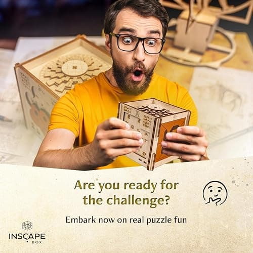 INSCAPE Da Vinci Puzzle Box - Escape Room in A Box for Adults - Cluebox - Mind Puzzles for Adults - Puzzle Boxes with Hidden Compartments - Puzzle Boxes for Adults - Wooden Puzzle Box thumbnail 5