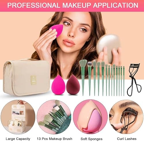 All in One Makeup Kit for Women Full Kit, Professional Travel Makeup Kit for Women & Teens, Foundation Eyeshadow Lipstick Brow Pencil Eyeliner Contour Powder, Complete Make Up Gift Set for Beginners thumbnail 6